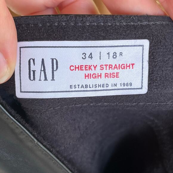 Gap Women's Cheeky Straight High Rise Pants Black Vegan Leather Size 18R. NEW - Picture 8 of 9